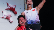 攀岩世锦赛：中国选手龙见国男子速度赛夺金