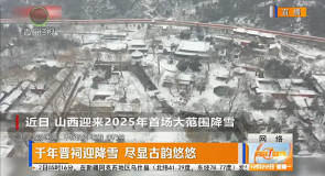 千年晋祠迎降雪 尽显古韵悠悠