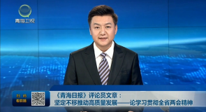 《青海日报》评论员文章：坚定不移推动高质量发展——论学习贯彻全省两会精神