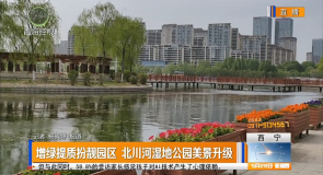 增绿提质扮靓园区 北川河湿地公园美景升级