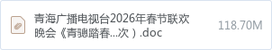 青海广播电视台2026年春节联欢晚会《青骢踏春幸福年》分会场舞美置景项目谈判文件(二次).doc